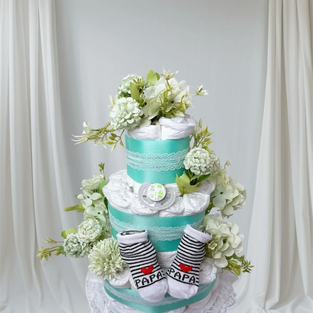 Floral Diaper Cake ,Baby Shower Gift